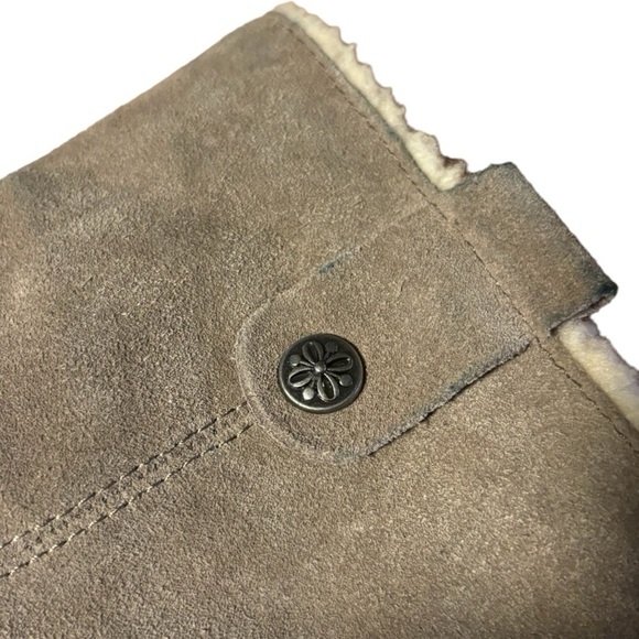 Bjorndal Aspen Boots Size 8 Gray Suede Ankle Boots Sherpa Trim Pull On Lug Sole - Picture 7 of 12